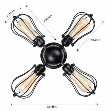 Vintage Ceiling Lights Adjustable Socket Retro 4-Lights Industrial Chandeliers jorunhe.com